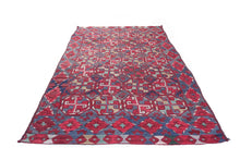 Load image into Gallery viewer, Balochi Kilim Blue White &amp; Red
