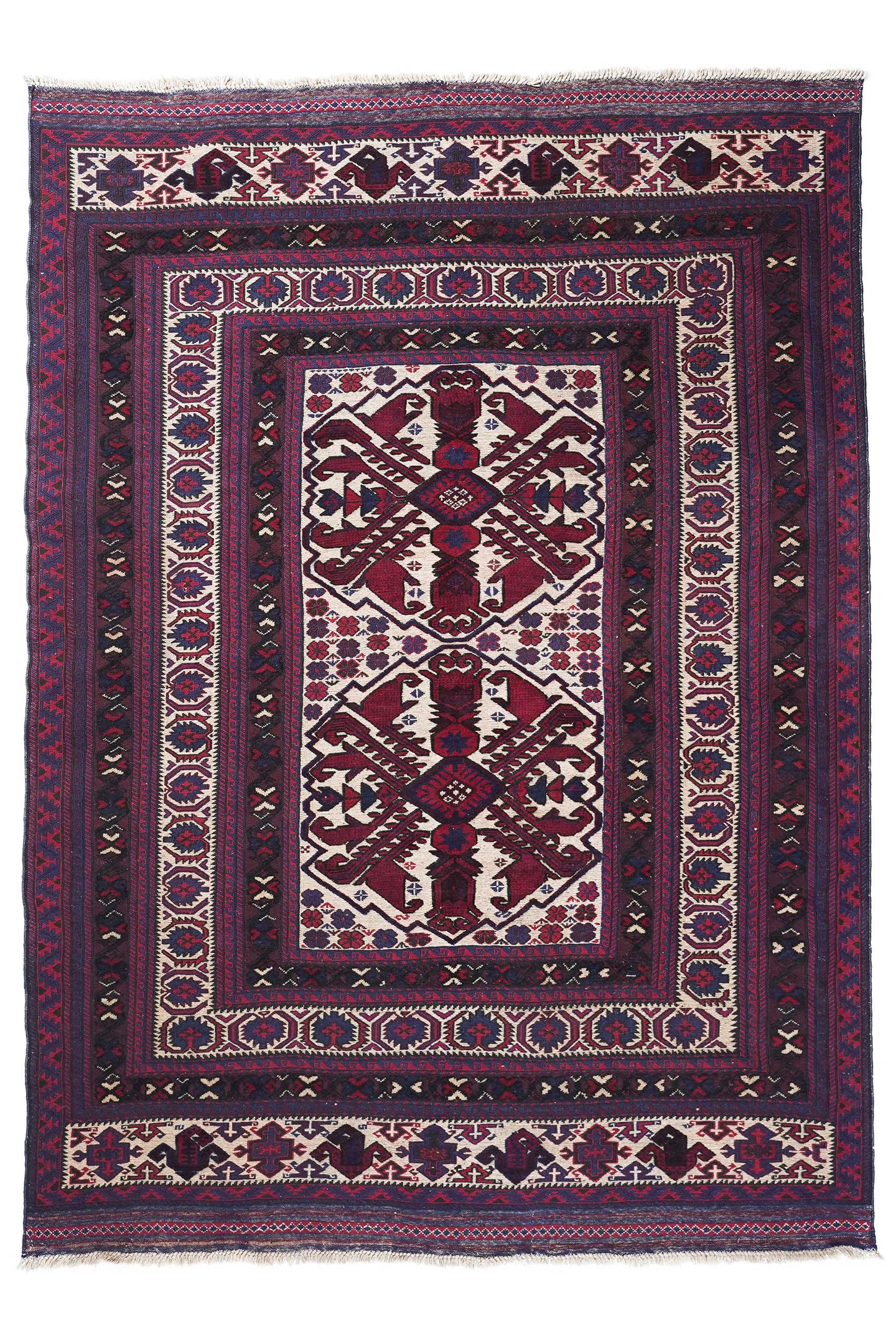 Pakistani Carpet Maroon & White